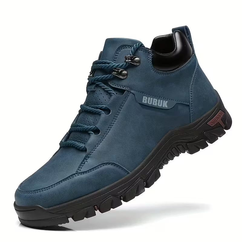 Botín de exterior de caña corta en cuero natural con suela antideslizante y ajuste por cordones